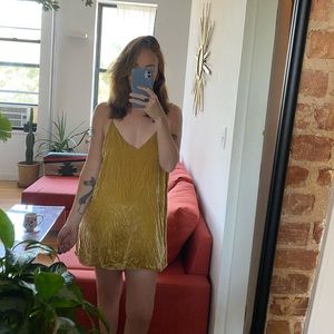 Reformation gold velvet mini dress size L
